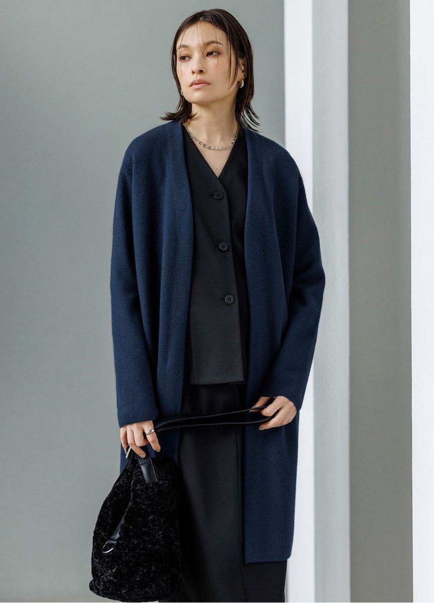 質感壓縮羊毛綁帶針織開襟